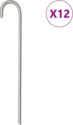 vidaXL - Tentharingen - 12 - st - Ø10 - mm - 37 - cm - gegalvaniseerd - staal