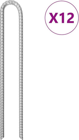 vidaXL - Tentharingen - 12 - st - U-vormig - Ø12 - mm - 41,5 - cm - gegalvaniseerd - staal