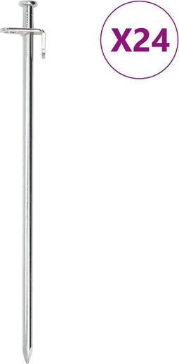vidaXL - Tentharingen - 24 - st - 8 - mm - 30 - cm - gegalvaniseerd - staal
