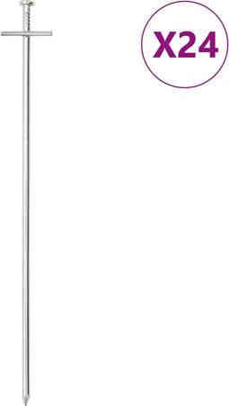 vidaXL - Tentharingen - 24 - st - Ø6 - mm - 29,5 - cm - gegalvaniseerd - staal