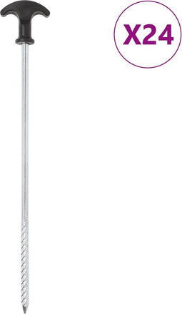 vidaXL - Tentharingen - 24 - st - Ø7 - mm - 30 - cm - gegalvaniseerd - staal