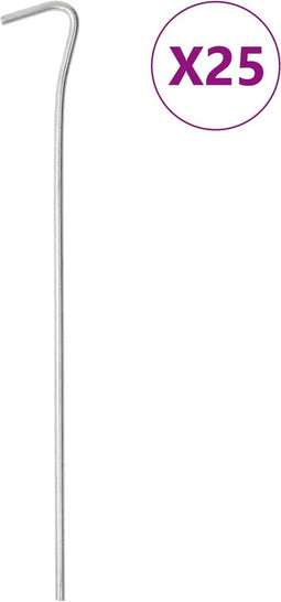 vidaXL - Tentharingen - 25 - st - Ø4 - mm - 23 - cm - gegalvaniseerd - staal