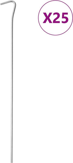 vidaXL - Tentharingen - 25 - st - Ø4 - mm - 30 - cm - gegalvaniseerd - staal