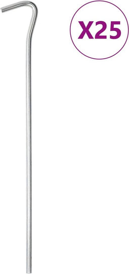 vidaXL - Tentharingen - 25 - st - Ø5 - mm - 23 - cm - gegalvaniseerd - staal