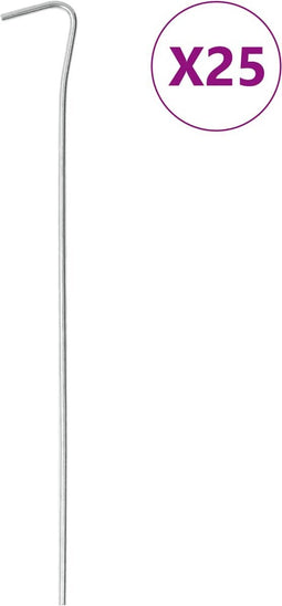 vidaXL - Tentharingen - 25 - st - Ø6 - mm - 23 - cm - gegalvaniseerd - staal