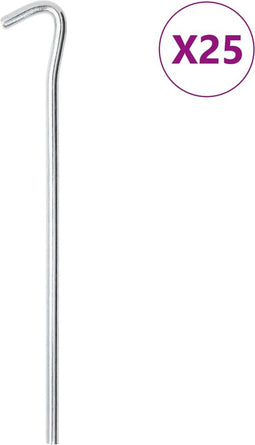 vidaXL - Tentharingen - 25 - st - Ø7 - mm - 23 - cm - gegalvaniseerd - staal