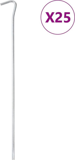 vidaXL - Tentharingen - 25 - st - Ø7 - mm - 30 - cm - gegalvaniseerd - staal