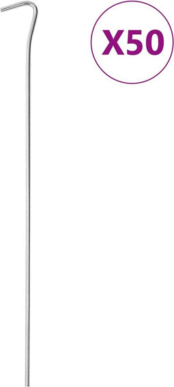 vidaXL - Tentharingen - 50 - st - Ø4 - mm - 30 - cm - gegalvaniseerd - staal