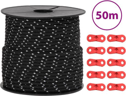 vidaXL - Tentscheerlijn - met - reflecterende - strips - en - spanners - 50 - m - 4 - mm