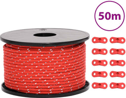 vidaXL - Tentscheerlijn - met - reflecterende - strips - en - spanners - 50 - m - 5 - mm