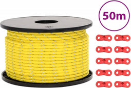vidaXL - Tentscheerlijn - met - reflecterende - strips - en - spanners - 50 - m - 5 - mm