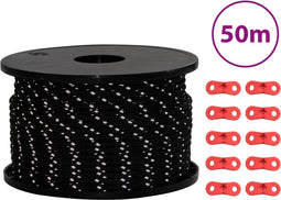 vidaXL - Tentscheerlijn - met - reflecterende - strips - en - spanners - 50 - m - 5 - mm