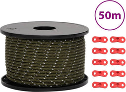 vidaXL - Tentscheerlijn - met - reflecterende - strips - en - spanners - 50 - m - 5 - mm