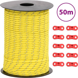 vidaXL - Tentscheerlijn - met - reflecterende - strips - en - spanners - 50 - m - 3 - mm