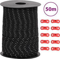 vidaXL - Tentscheerlijn - met - reflecterende - strips - en - spanners - 50 - m - 3 - mm