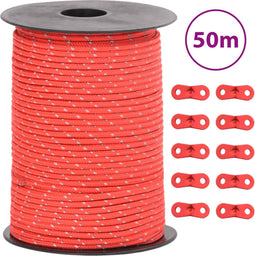 vidaXL - Tentscheerlijn - met - reflecterende - strips - en - spanners - 50 - m - 3 - mm