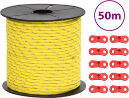 vidaXL - Tentscheerlijn - met - reflecterende - strips - en - spanners - 50 - m - 4 - mm