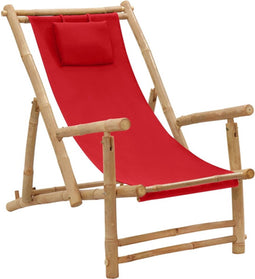 vidaXL - Terrasstoel - bamboe - en - canvas - rood