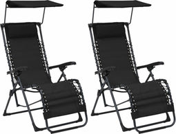 vidaXL - Terrasstoelen - 2 - st - inklapbaar - textileen - zwart