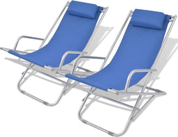 vidaXL - Terrasstoelen - verstelbaar - 2 - st - staal - blauw