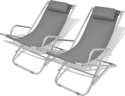 vidaXL - Terrasstoelen - verstelbaar - 2 - st - staal - grijs