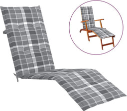 vidaXL - Terrasstoelkussen - (75+105)x50x3 - cm - ruitpatroon - grijs