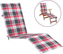 vidaXL - Terrasstoelkussen - (75+105)x50x3 - cm - ruitpatroon - rood