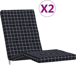 vidaXL - Terrasstoelkussens - 2 - st - ruitpatroon - oxford - stof - zwart