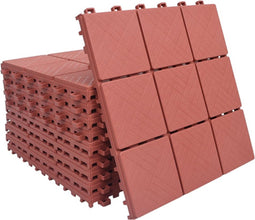 vidaXL - Terrastegels - 10 - st - 30,5x30,5 - cm - kunststof - rood