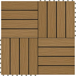 vidaXL - Terrastegels - diep - reliëf - 30x30 - cm - 1 - m² - HKC - teakkleur - 11 - st