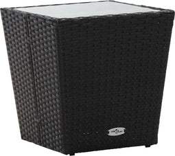 vidaXL - Theetafel - 41,5x41,5x43 - cm - poly - rattan - en - gehard - glas - zwart