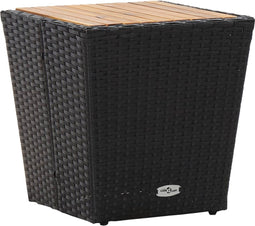 vidaXL - Theetafel - 41,5x41,5x43 - cm - poly - rattan - massief - acaciahout - zwart