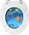 vidaXL - Toiletbril - met - deksel - diepzee - MDF