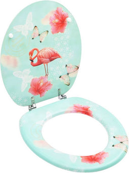vidaXL - Toiletbril - met - deksel - flamingo - MDF