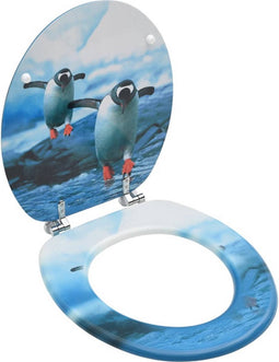 vidaXL - Toiletbril - met - deksel - pinguïn - MDF
