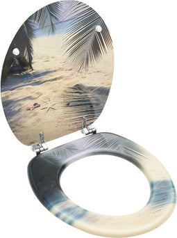 vidaXL - Toiletbril - met - deksel - strand - MDF