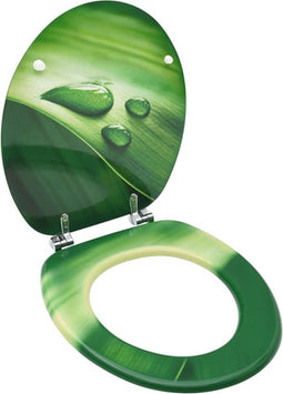 vidaXL - Toiletbril - met - deksel - waterdruppel - MDF - groen