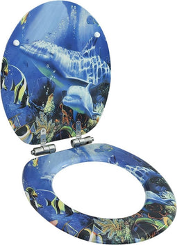 vidaXL - Toiletbril - met - soft-close - deksel - dolfijn - MDF