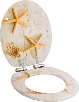 vidaXL - Toiletbril - met - soft-close - deksel - zeester - MDF