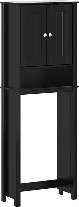 vidaXL - Toiletmeubel - BERG - 60x27x164,5 - cm - massief - hout - zwart