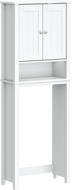 vidaXL - Toiletmeubel - BERG - 60x27x164,5 - cm - massief - hout - wit