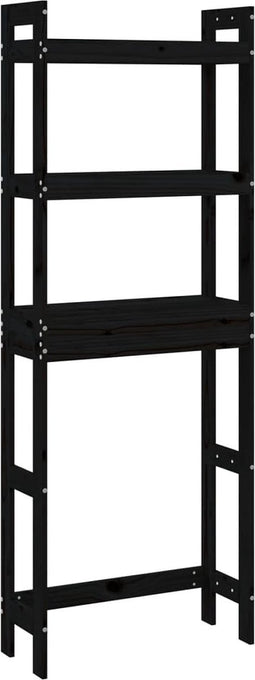 vidaXL - Toiletrek - 63x26x171 - cm - massief - grenenhout - zwart