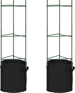 vidaXL - Tomatenkooi - met - plantenzak - 2 - st - 116 - cm - staal - en - polypropeen
