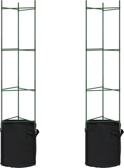 vidaXL - Tomatenkooi - met - plantenzak - 2 - st - 154 - cm - staal - en - polypropeen