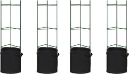 vidaXL - Tomatenkooien - met - plantenzak - 4 - st - 116 - cm - staal - en - polypropeen