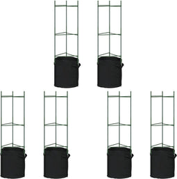 vidaXL - Tomatenkooien - met - plantenzak - 6 - st - 116 - cm - staal - en - polypropeen