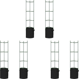 vidaXL - Tomatenkooien - met - plantenzak - 6 - st - 154 - cm - staal - en - polypropeen