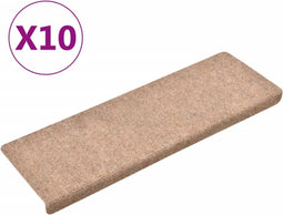vidaXL - Trapmatten - 10 - st - 65x21x4 - cm - naaldvilt - bruin