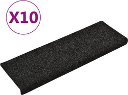 vidaXL - Trapmatten - 10 - st - 65x21x4 - cm - naaldvilt - zwart