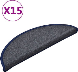vidaXL - Trapmatten - 15 - st - 56x17x3 - cm - donkergrijs - en - blauw
